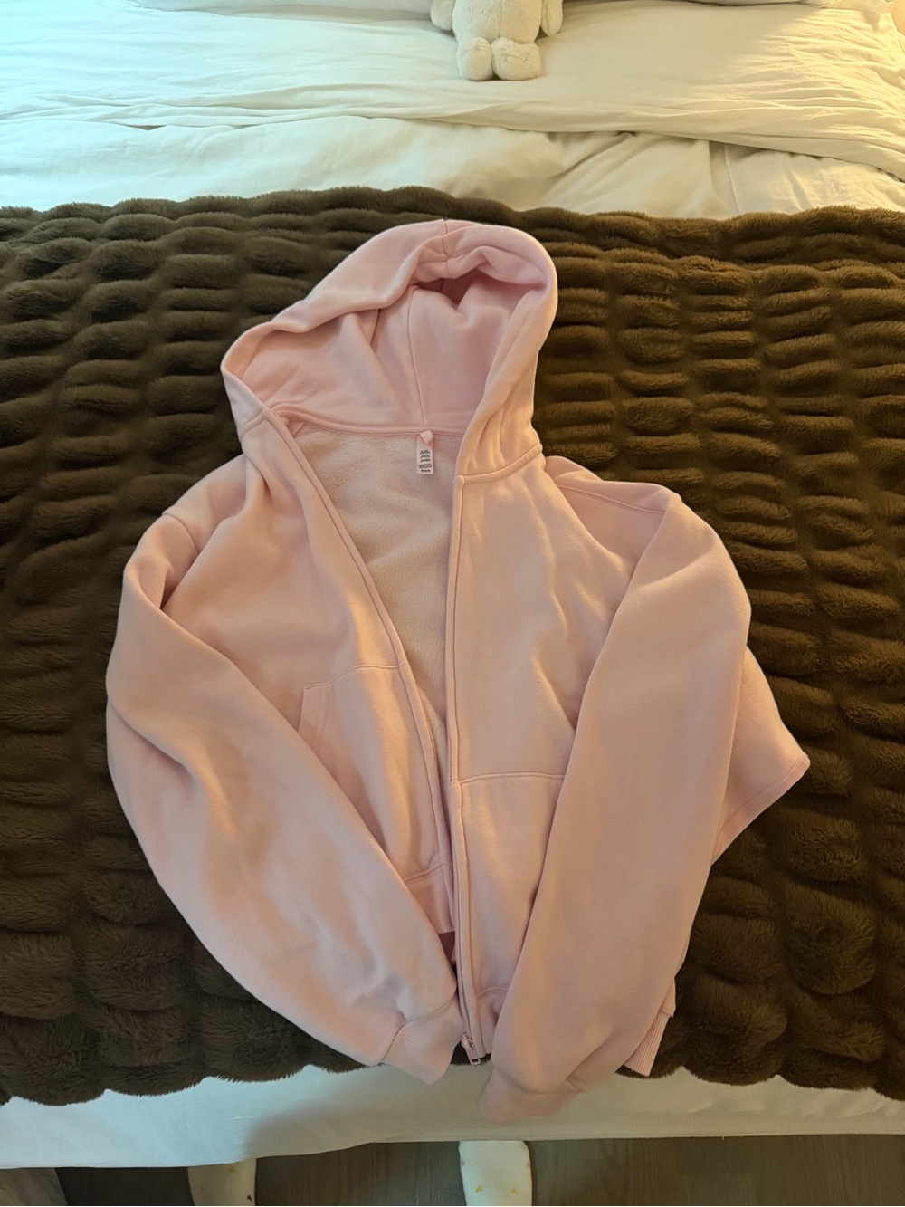Skims Light Pink Hooded Zip Jacket